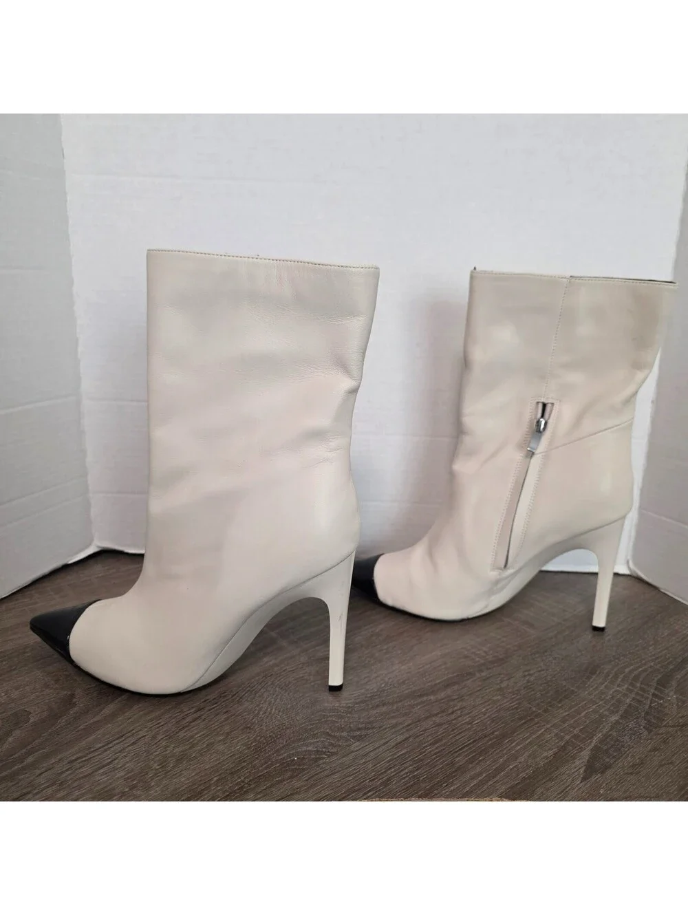 Women's Ankle Boots with Black Pointed Toe and Side Zipper